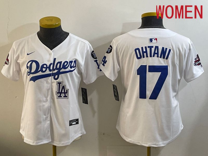 Women Los Angeles Dodgers #17 Ohtani White Game 2024 Nike MLB Jersey style 12099